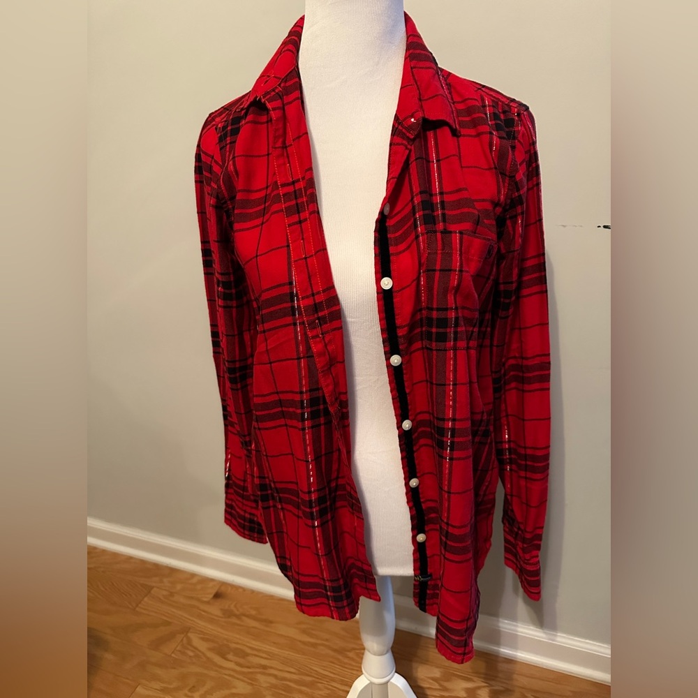 Nautica Red and Black Plaid Shirt